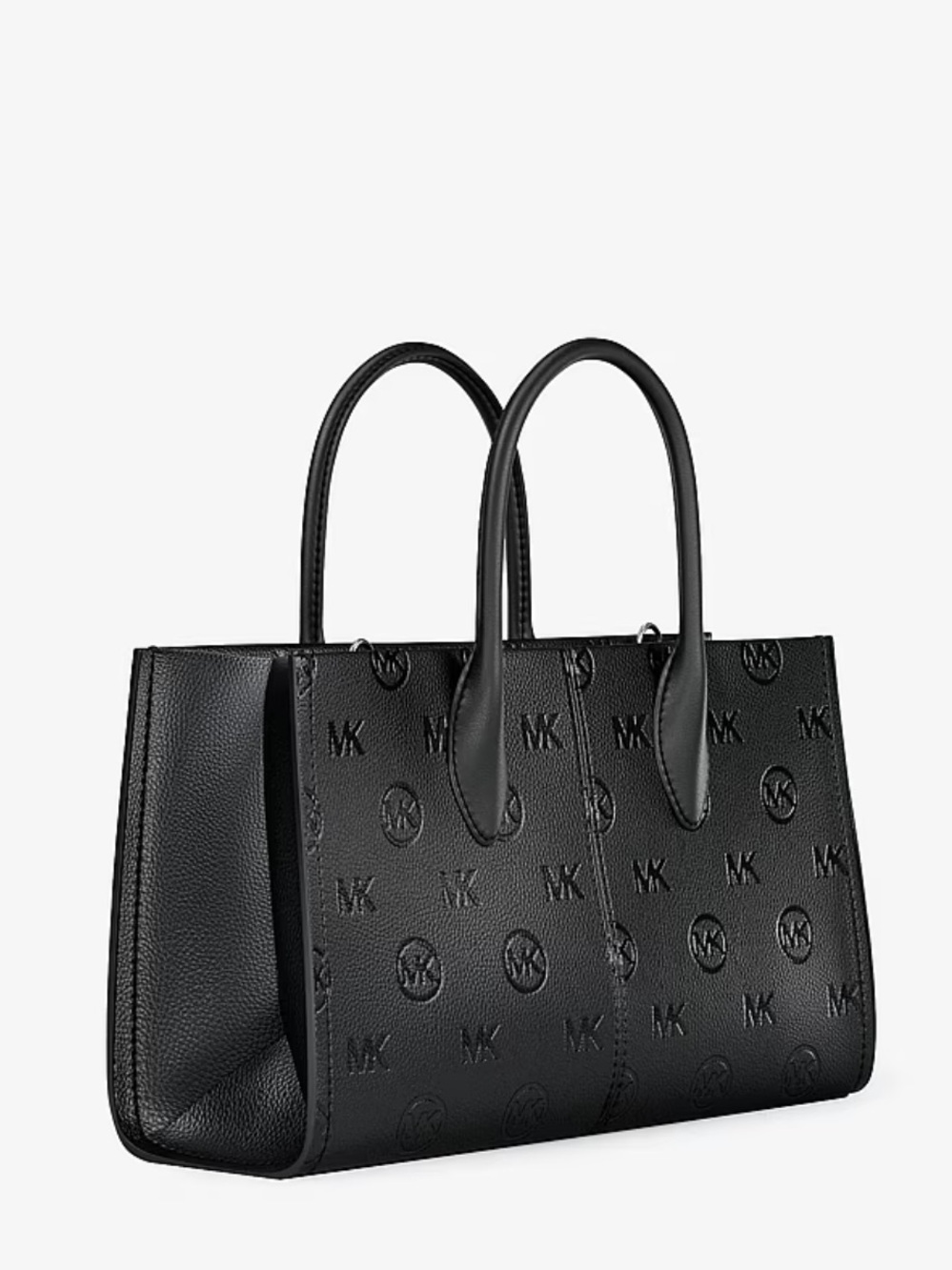 Michael Kors Mirella Medium Logo Debossed Satchel Crossbody Tote Black - Picture 8 of 15